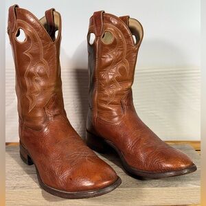 Men's Boulet 2237 Square Toe Cowboy Boots Size 9.5 D Bull Shoulder Leather